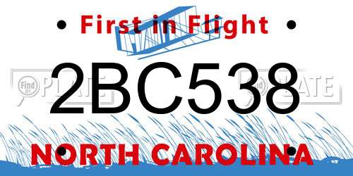 2BC538 North Carolina License Plate