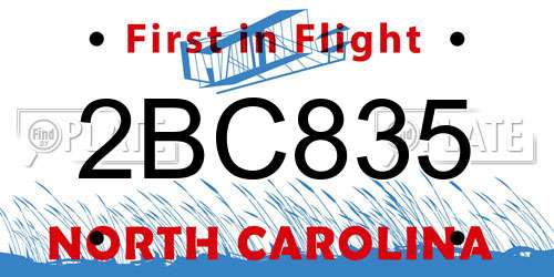 2BC835 North Carolina License Plate