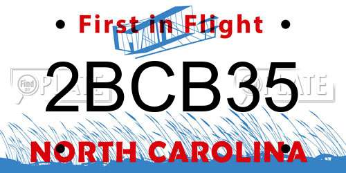 2BCB35 North Carolina License Plate