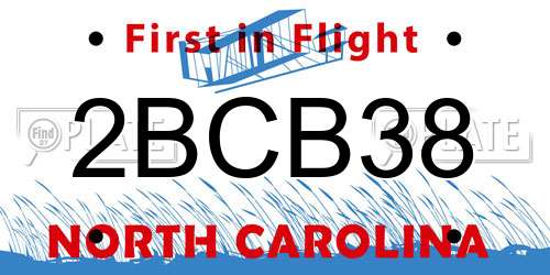 2BCB38 North Carolina License Plate