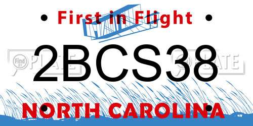 2BCS38 North Carolina License Plate