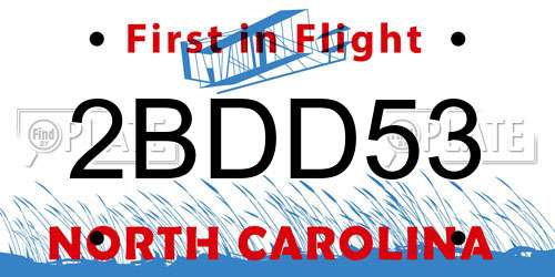 2BDD53 North Carolina License Plate
