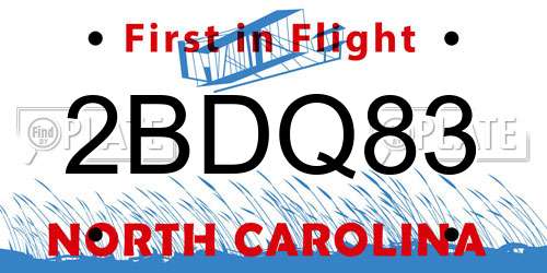 2BDQ83 North Carolina License Plate