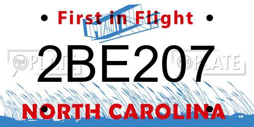 2BE207 North Carolina License Plate