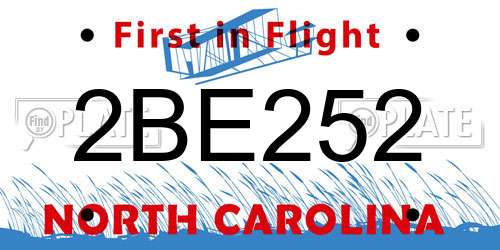 2BE252 North Carolina License Plate
