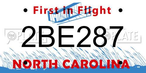 2BE287 North Carolina License Plate