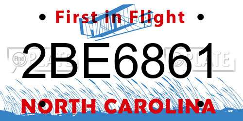 2BE6861 North Carolina License Plate