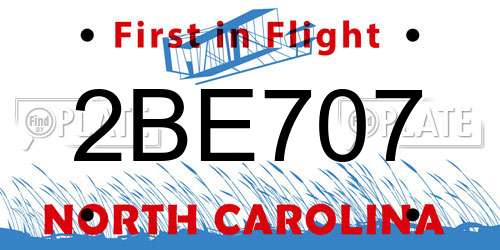 2BE707 North Carolina License Plate
