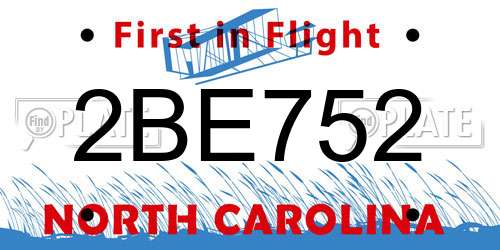 2BE752 North Carolina License Plate