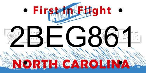 2BEG861 North Carolina License Plate