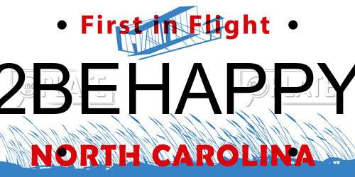 2BEHAPPY North Carolina License Plate
