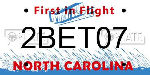 2BET07 North Carolina License Plate
