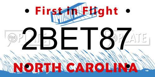 2BET87 North Carolina License Plate