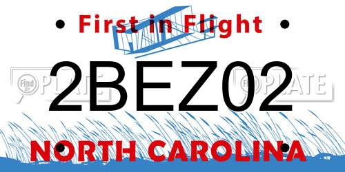 2BEZ02 North Carolina License Plate