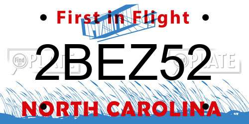2BEZ52 North Carolina License Plate