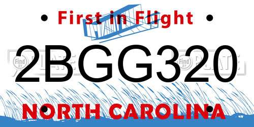 2BGG320 North Carolina License Plate