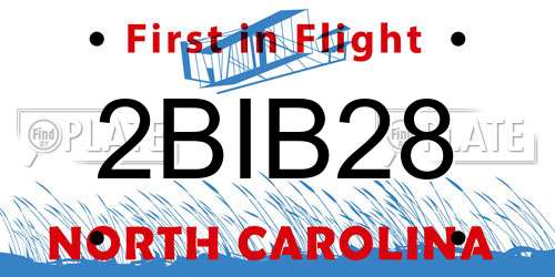2BIB28 North Carolina License Plate
