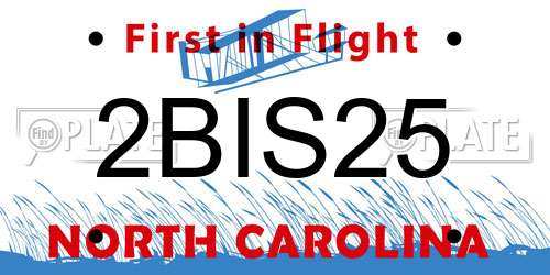 2BIS25 North Carolina License Plate