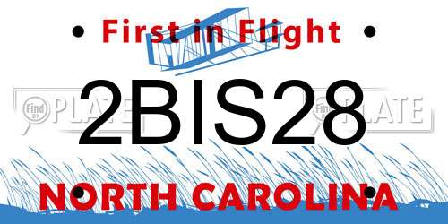 2BIS28 North Carolina License Plate