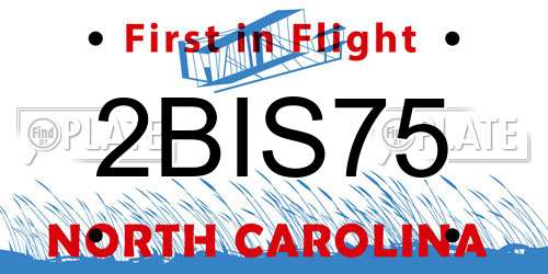 2BIS75 North Carolina License Plate
