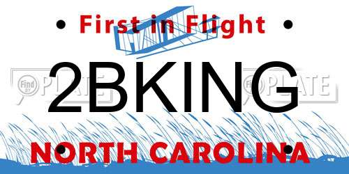 2BKING North Carolina License Plate