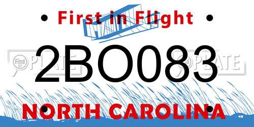 2BO083 North Carolina License Plate