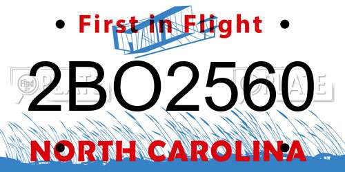 2BO2560 North Carolina License Plate