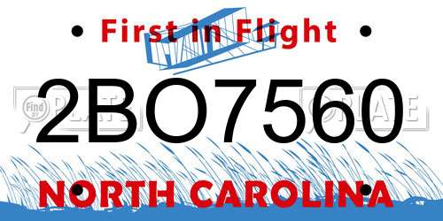 2BO7560 North Carolina License Plate