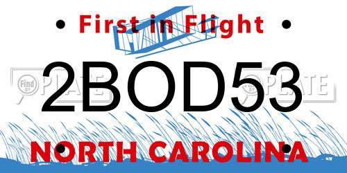 2BOD53 North Carolina License Plate