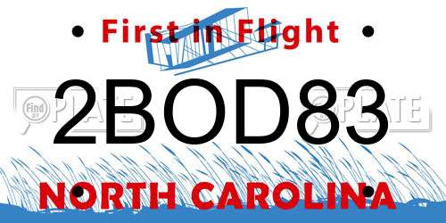 2BOD83 North Carolina License Plate