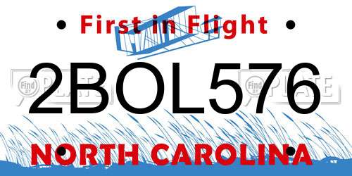 2BOL576 North Carolina License Plate