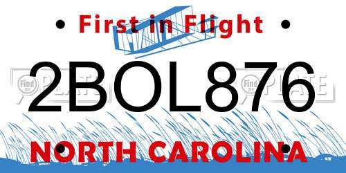 2BOL876 North Carolina License Plate