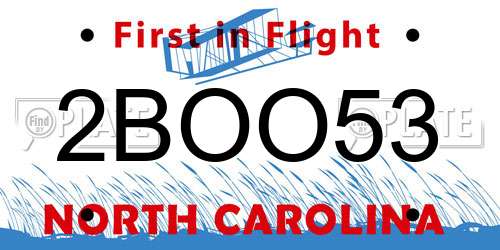 2BOO53 North Carolina License Plate
