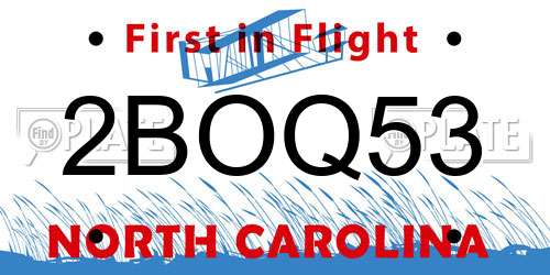 2BOQ53 North Carolina License Plate