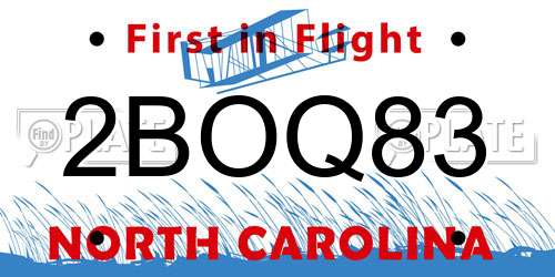 2BOQ83 North Carolina License Plate