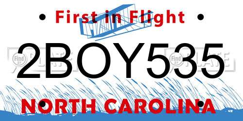 2BOY535 North Carolina License Plate