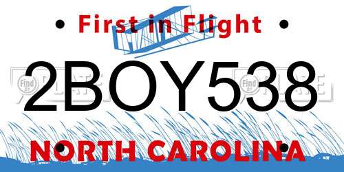 2BOY538 North Carolina License Plate