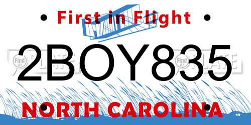 2BOY835 North Carolina License Plate