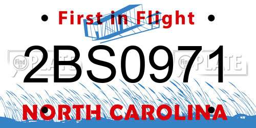 2BS0971 North Carolina License Plate