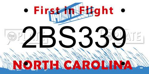 2BS339 North Carolina License Plate