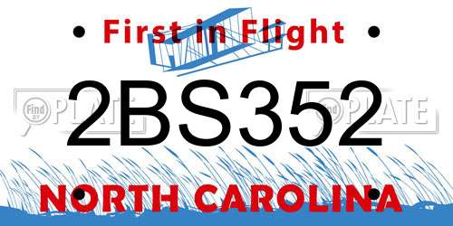 2BS352 North Carolina License Plate