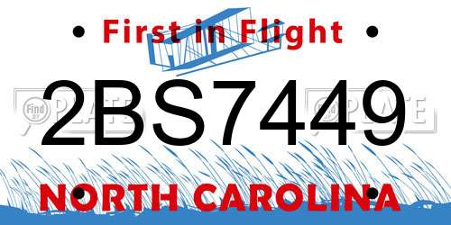 2BS7449 North Carolina License Plate
