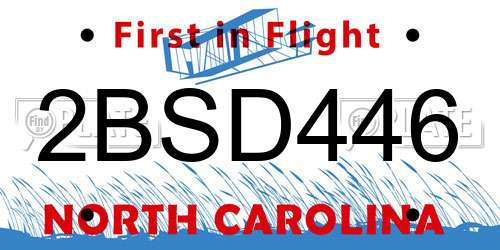 2BSD446 North Carolina License Plate