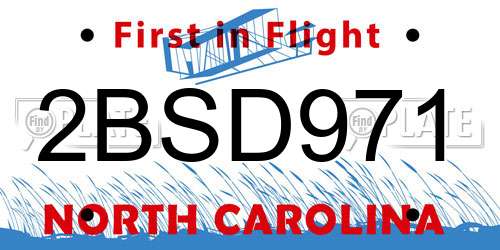 2BSD971 North Carolina License Plate