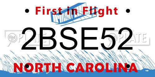 2BSE52 North Carolina License Plate