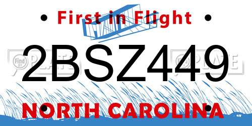 2BSZ449 North Carolina License Plate