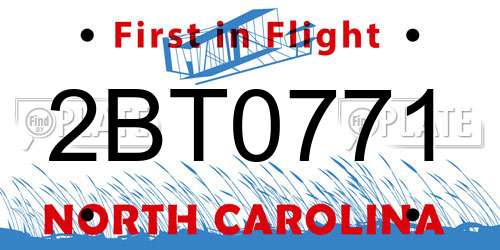 2BT0771 North Carolina License Plate
