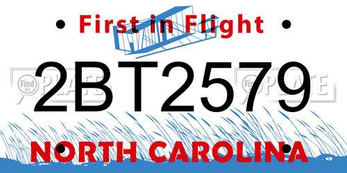 2BT2579 North Carolina License Plate