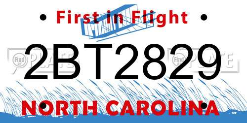 2BT2829 North Carolina License Plate