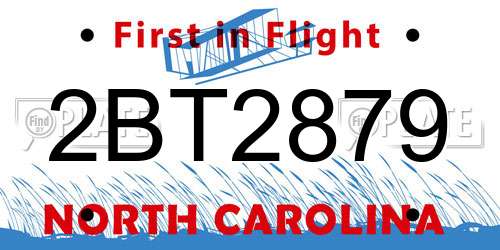2BT2879 North Carolina License Plate